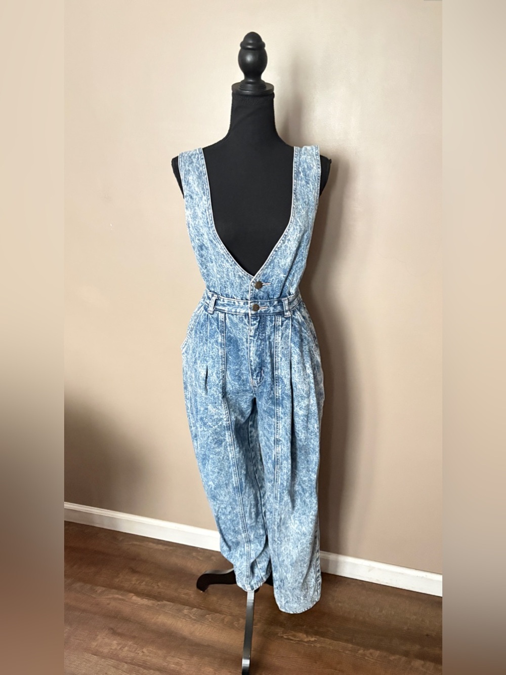 80s vintage Stefano acid wash V-neck denim jumpsuit Jean jumper RARE iconic EUC